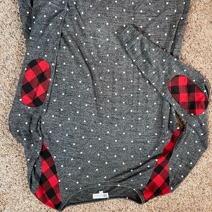 Hazel Blue Buffalo plaid and dot shirt